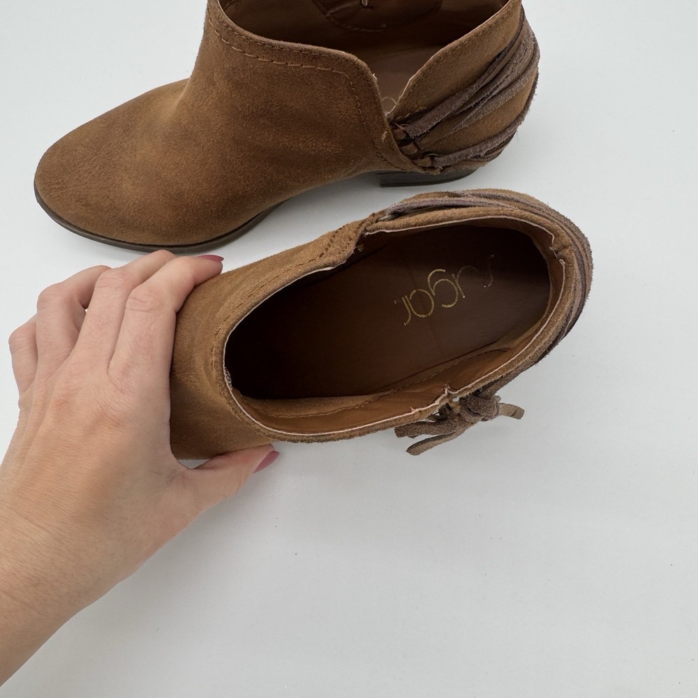 Sugar Brown Suede Ankle Boots Fringe Tassel Western Boho Womens Size 7 - Picture 9 of 13